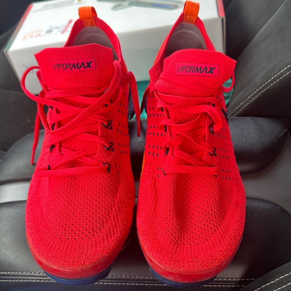 Nike Bright Red Knit VaporMax Running Sneakers